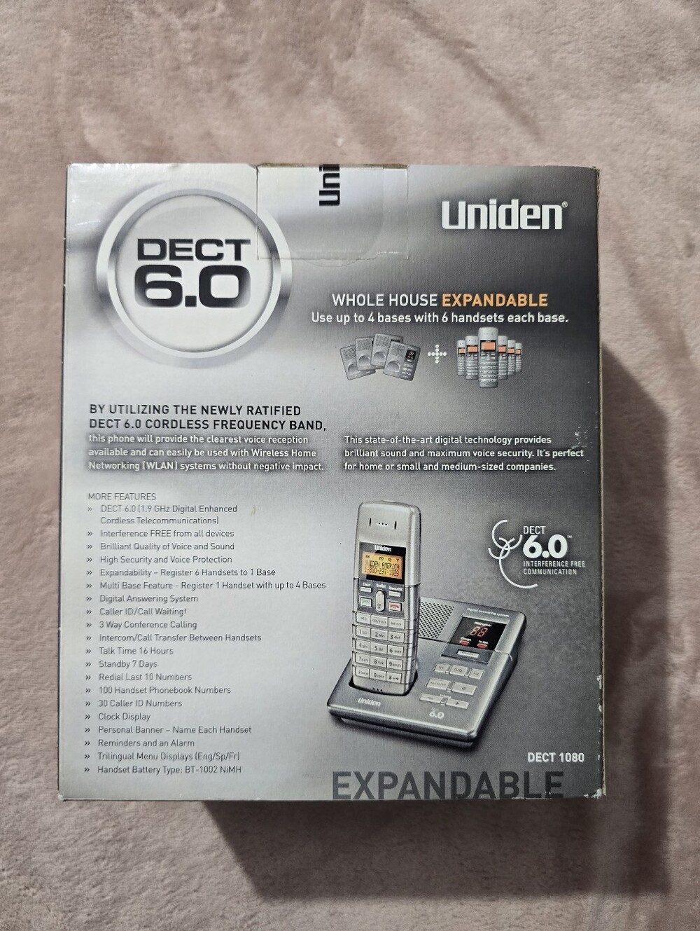Uniden DECT 1080 DECT 6.0 Digital Dual-Handset Expandable Cordless Phone Caller